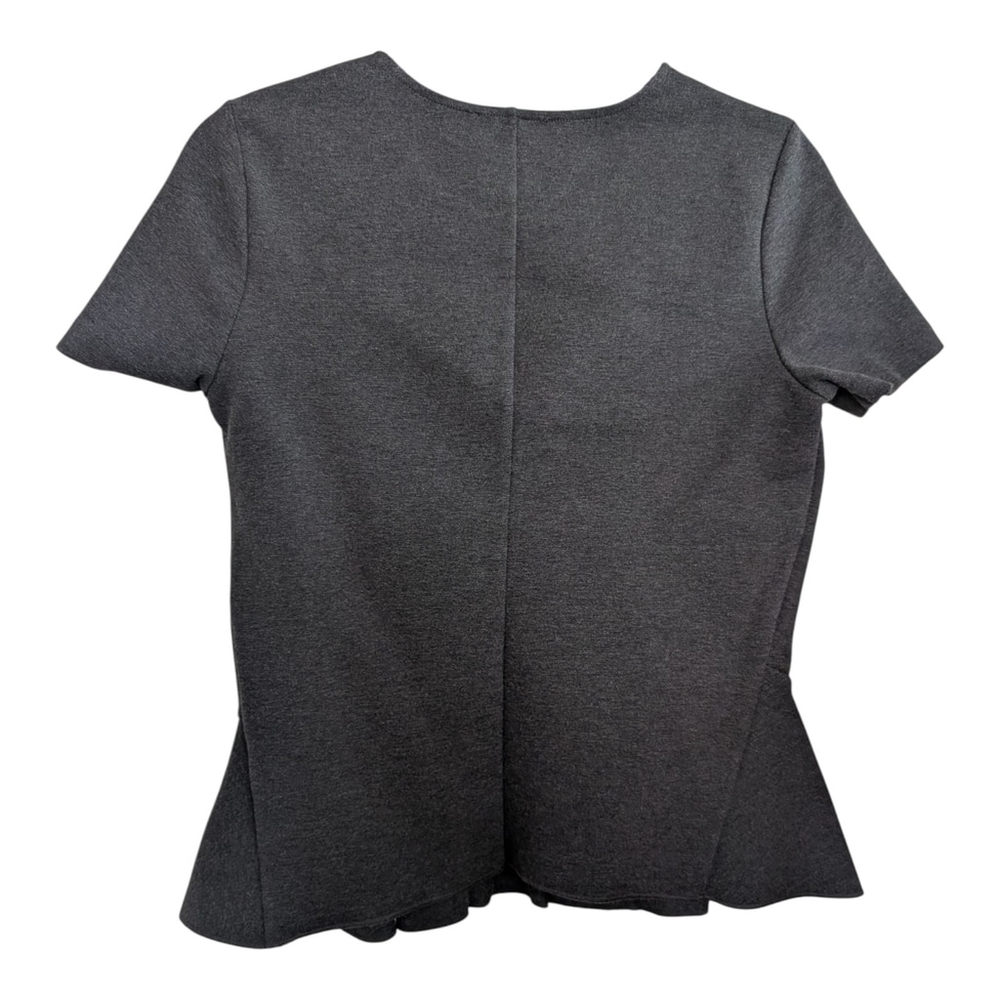 NEW J Crew Ponte Knit Charcoal Gray Peplum Short Sleeve Top Size XS Versatile - Picture 3 of 8